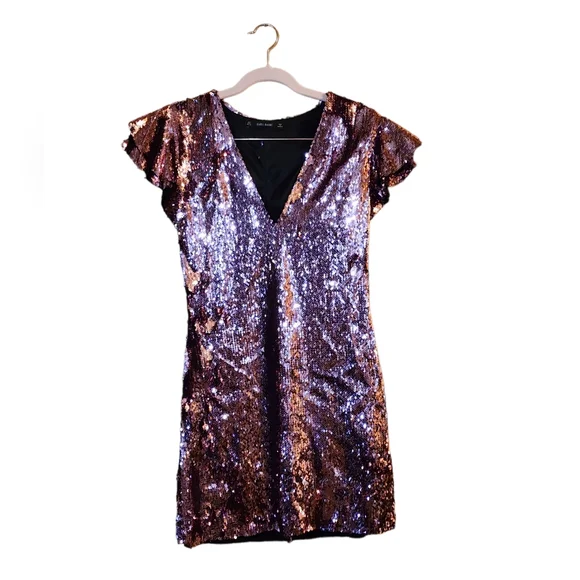 Zara | Dresses | Zara Basics Size L Pink Sequin Dress | Poshmark